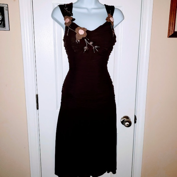 Sue Wong Dresses & Skirts - Sue Wong Brown Floral Embellished Party Dress Sz:8